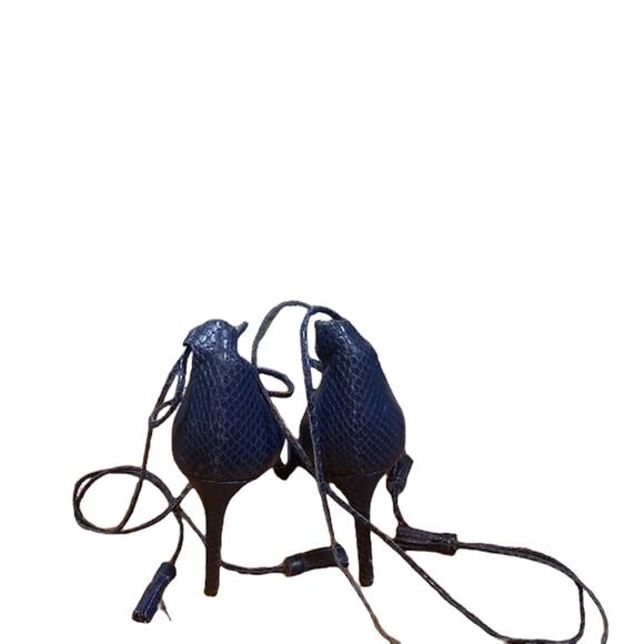 Banana Republic Leather Tassel Lace Up Ankle Pointed Stiletto Heel Blue Women 6 - Picture 5 of 10